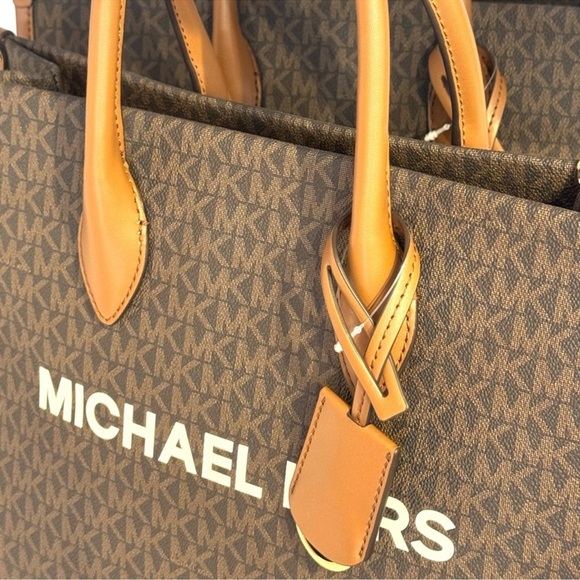 Michael Kors Mirella Medium Signature Logo Tote Bag Brown Signature - Picture 6 of 8